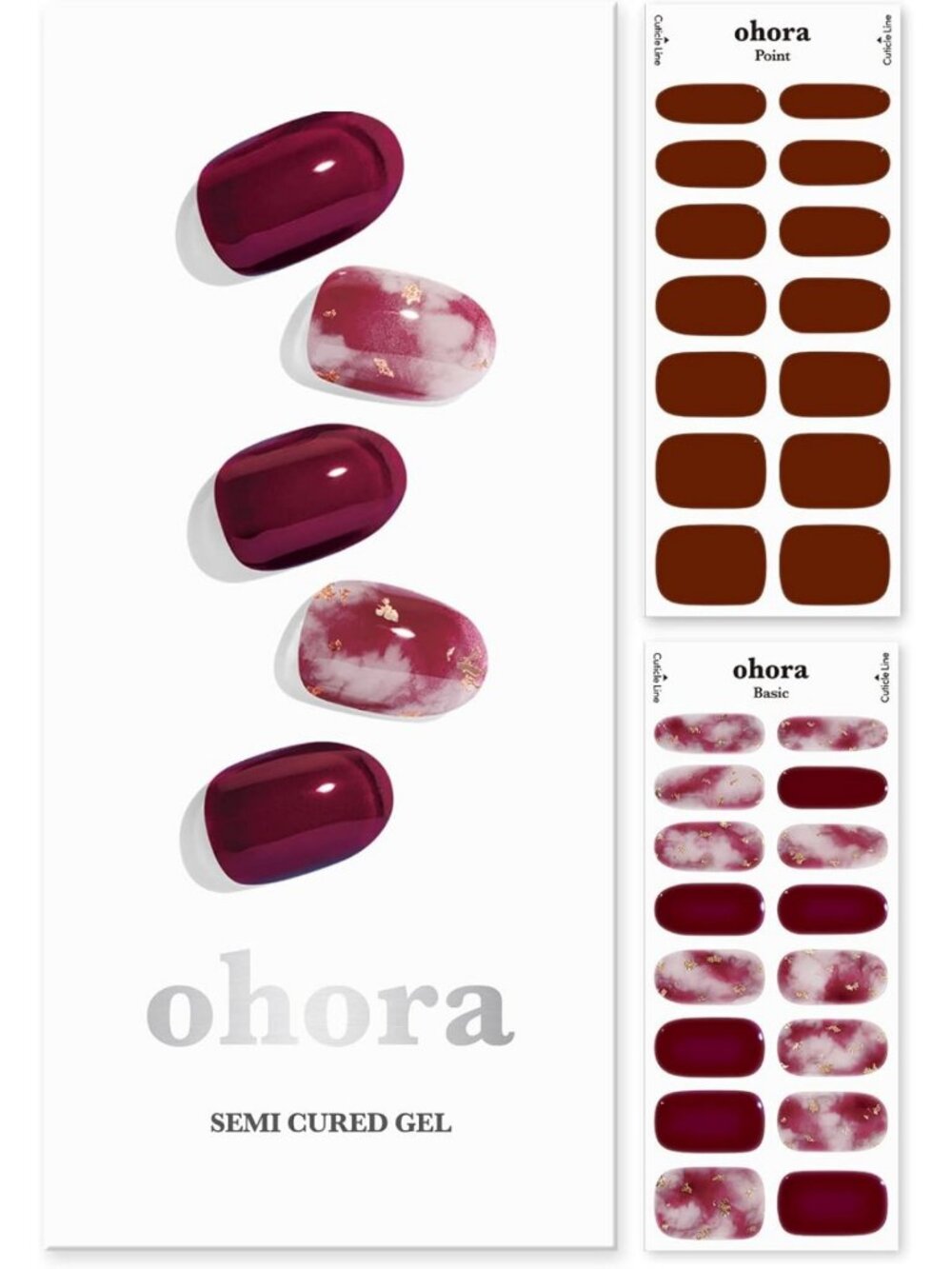 Ombre Red Semi-Cured Gel Nail Strips - Salon-Quality, Easy Apply & Remove